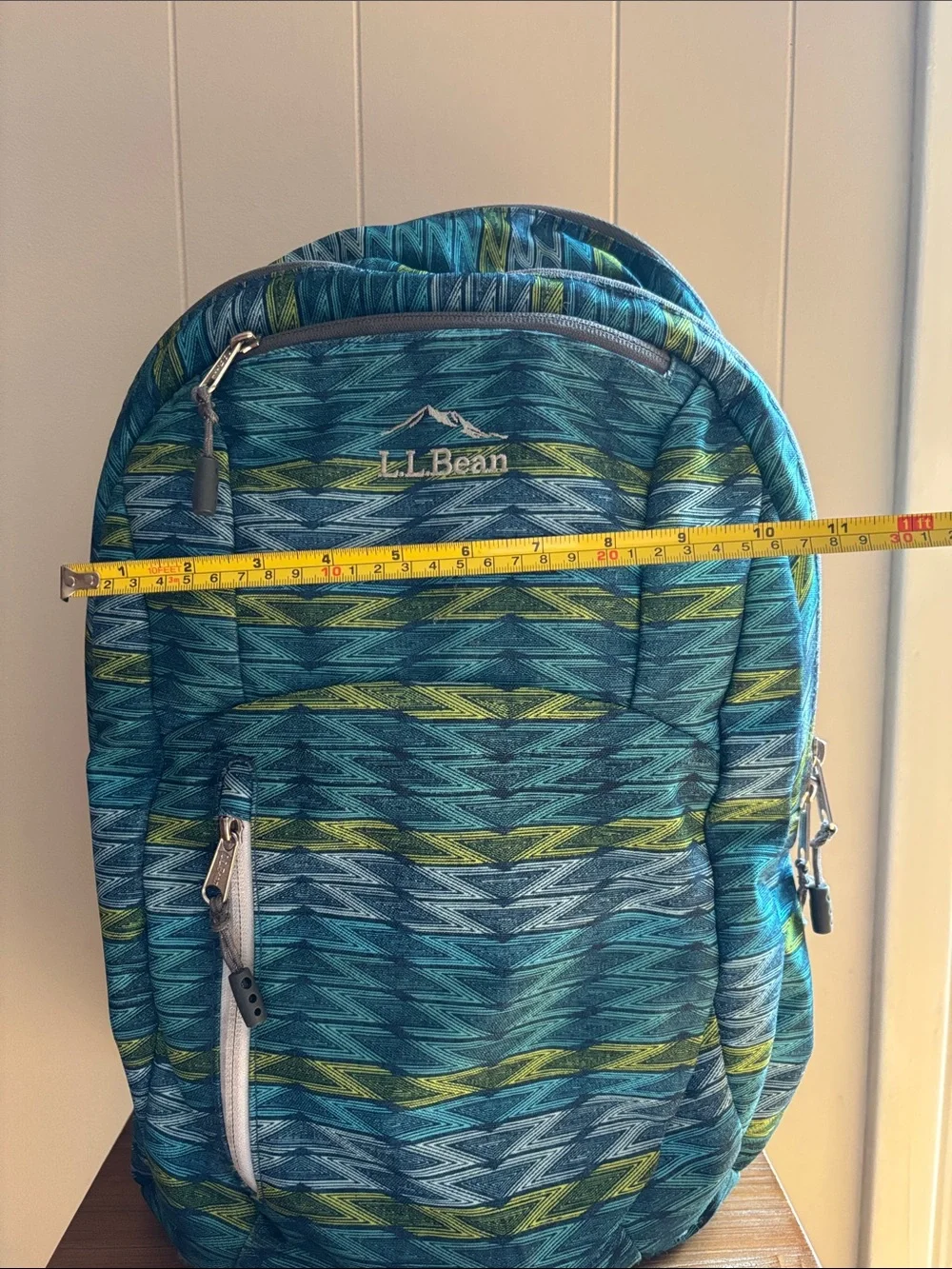 LL Bean  Big Nylon Ledge Laptop backpack—super roomy, green &blue pockets galore